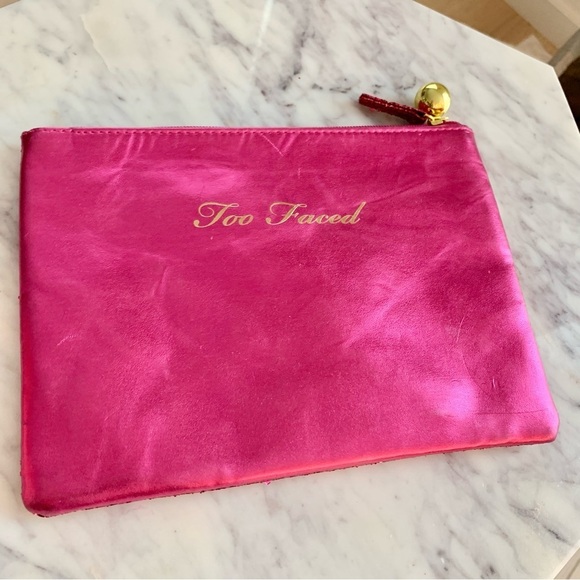 Fuchsia Pink Metallic Glitter Makeup Bag Cosmetics Travel Pouch - Picture 3 of 4